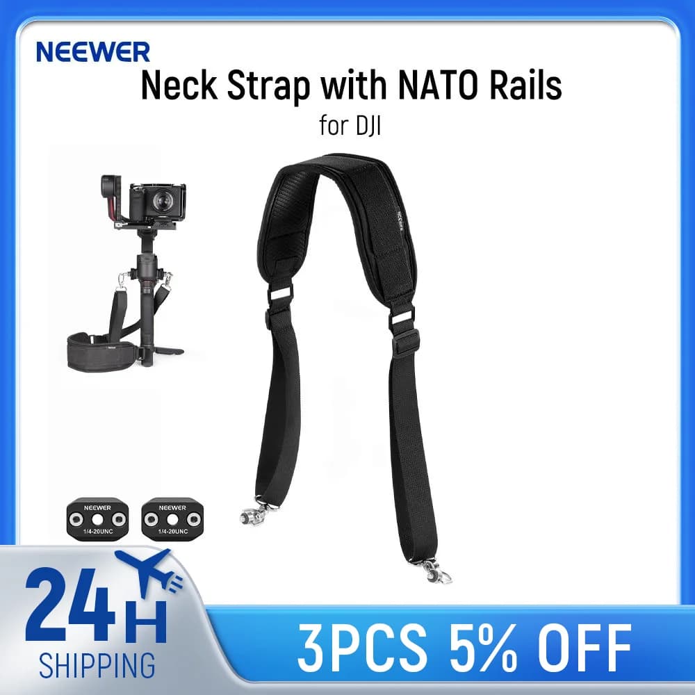 Neewer RS4 RS3 RS2 Neck Strap with NATO Rails for DJI RS4/RS4 Pro RS3/RS3 Pro RS2/RS2 Ronin SC Gimbal Stabilizer Shoulder Strap