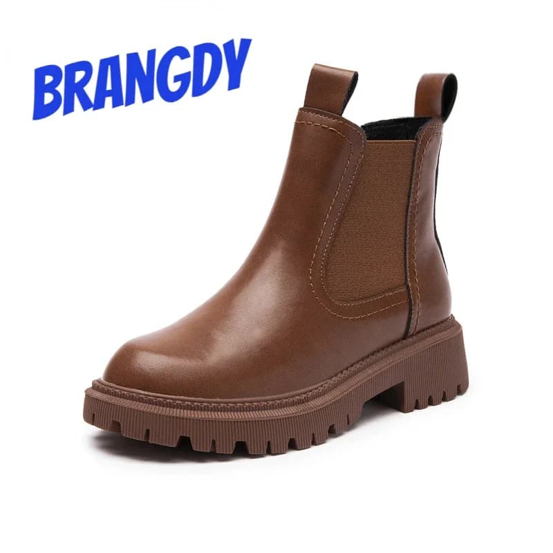 BRANGDY 2024 Women's Chelsea Boots pu Leather New Autumn Winter Fashion Women's Ankle Boots Retro Marton Boots Ladies  WHSLE MTO