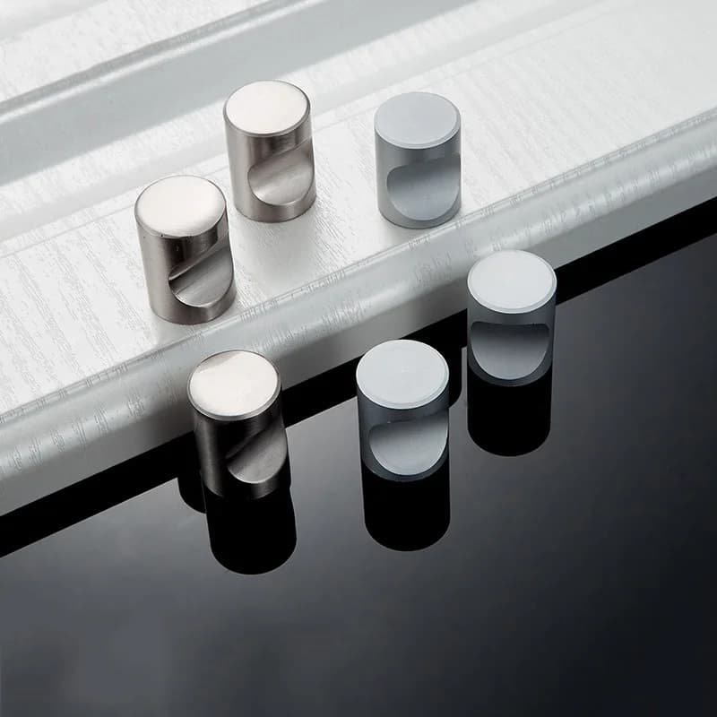 Aluminum Furniture Drawer Knob Cylinder Round Matt Silver Cabinet Closet Dresser Wardrobe Cupboard Kitchen Door Pull Handle Knob
