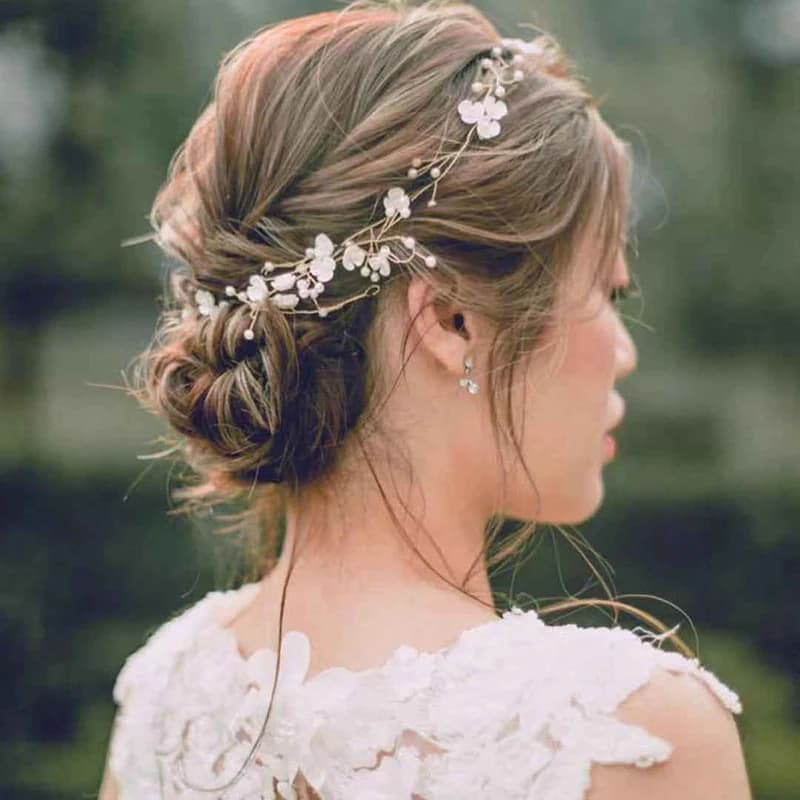 Crystal Headbands Wedding Hair Accessories Handmade Floral Pearl Rhinestone Hair Ornament 50CM For Bride Girls