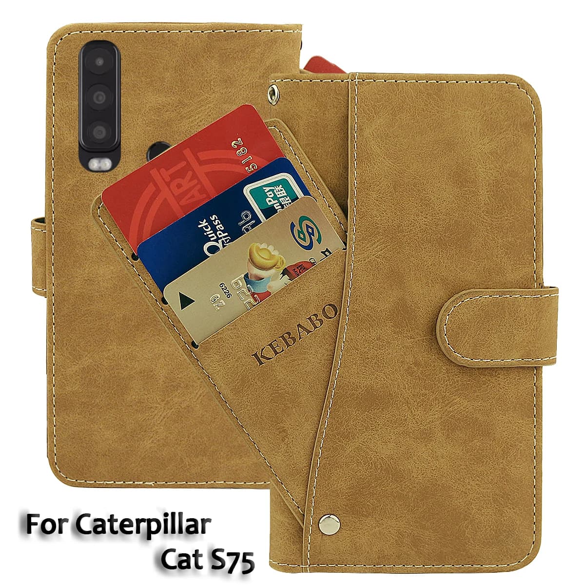Vintage Leather Wallet Caterpillar Cat S75 Case 6.58" Flip Luxury Card Slots Cover Magnet  Phone Protective Cases Bags