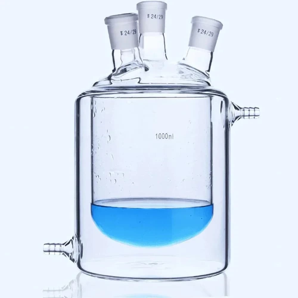 Flat Bottom 250/500/1000/2000ml 244/29 Joint Three Necks Jacket Double Layer Reaction Bottle Lab Glassware Experiment
