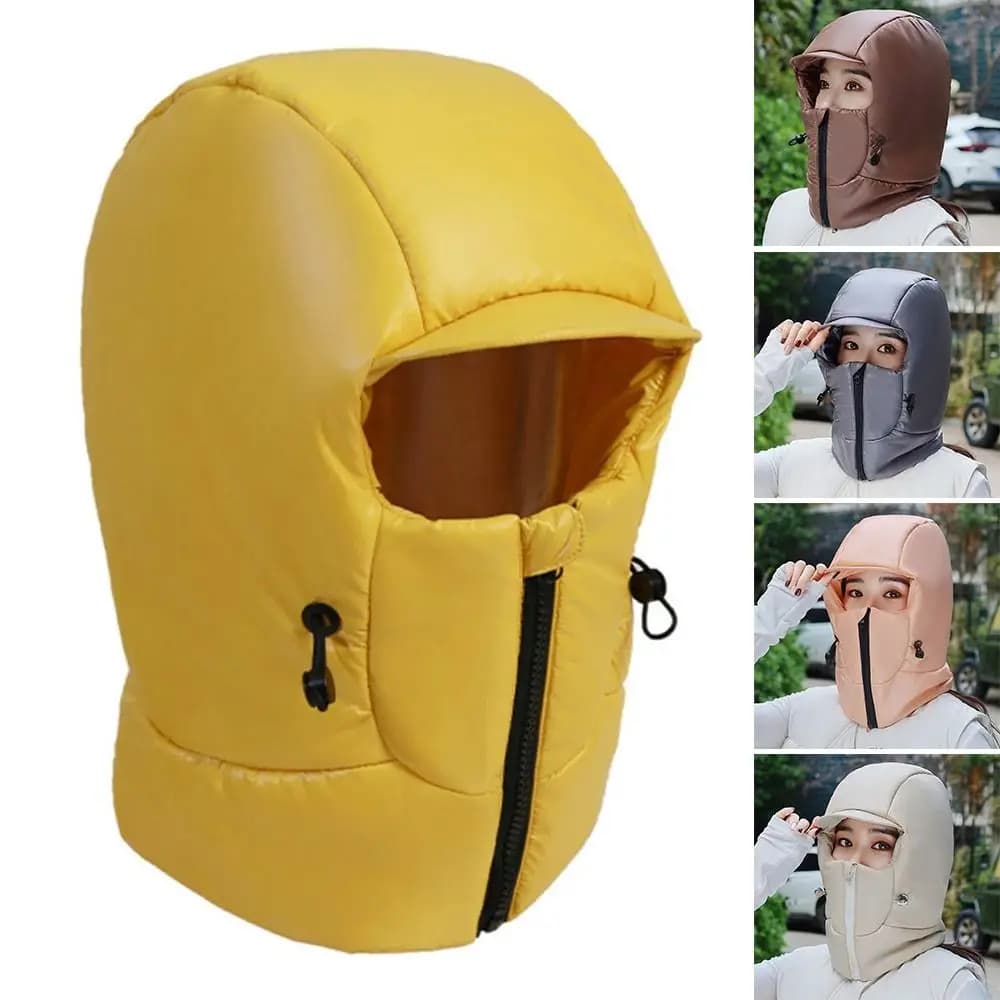 Outdoors Cycling Bomber Hat Warm Integrated Face Ear Ushanka Fur Hat Thick Windproof Neck Protection Mask for Men Women