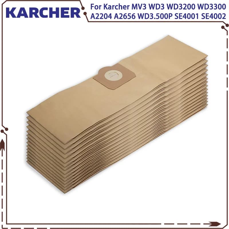 Dust Bags For Karcher MV3 WD3 WD3200 WD3300 A2204 A2656 WD3.500P SE4001 SE4002 Vacuum Cleaner Parts For Rowenta RB88 RU100 RU101