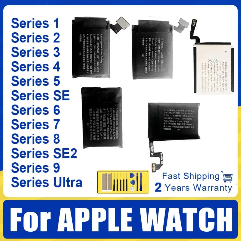 Watch Battery For Apple Watch Series SE 1 2 3 4 5 6 7 8 Bateria For IWatch S1 S2 S3 LTE S4 S5 S6 S7 S8 38/40/41/42/44/45/49mm
