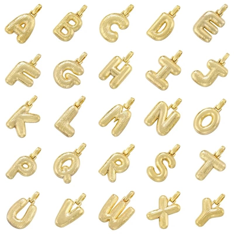 ZHUKOU Fat 26 letters pendant A-Z initial letter charms for jewelry making Gold color Hip-hop jewelry material wholesale VD1343