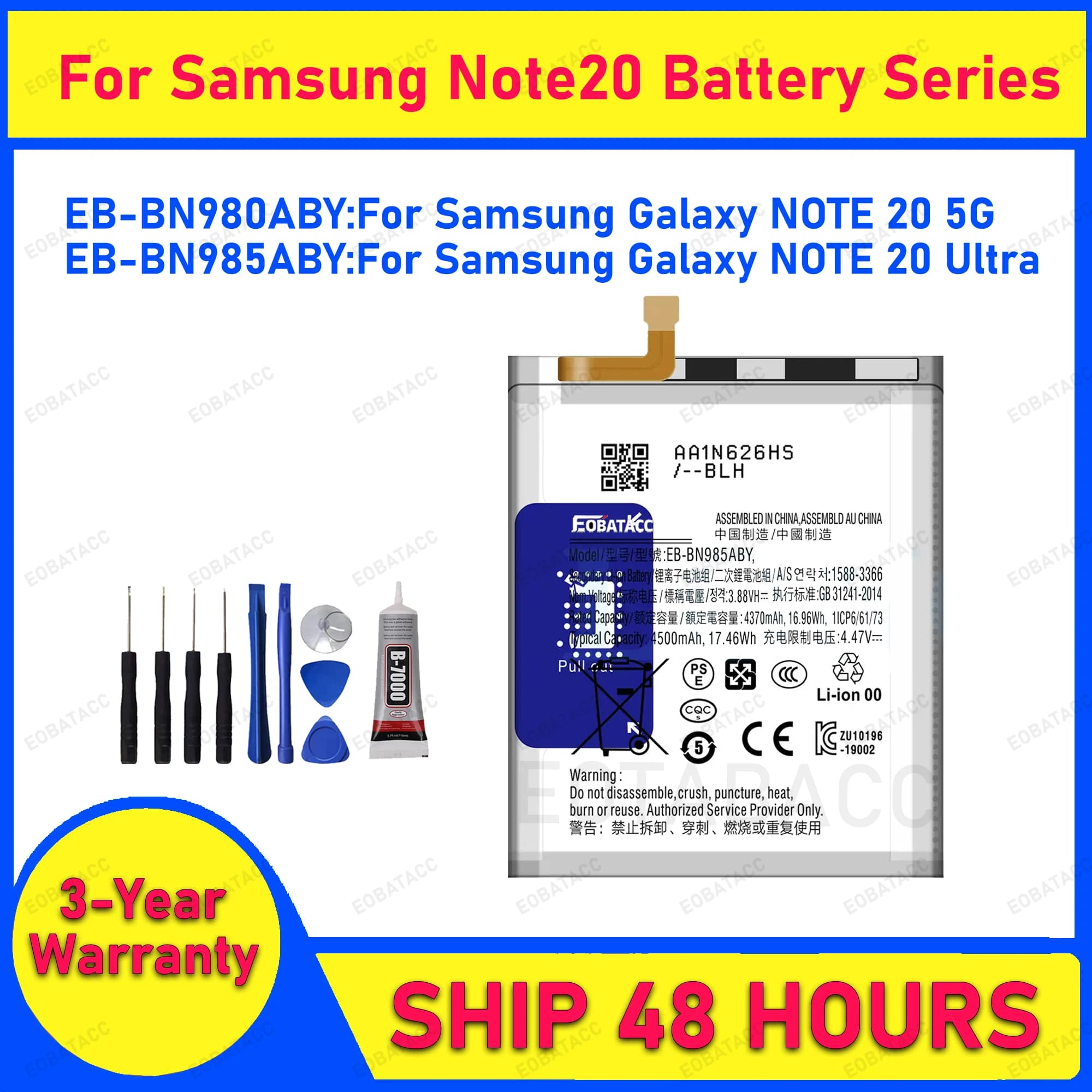 2025 Years New EB-BN980ABY EB-BN985ABY Battery For samsung Galaxy NOTE 20(5G)/NOTE 20 Ultra Batteries+Tools