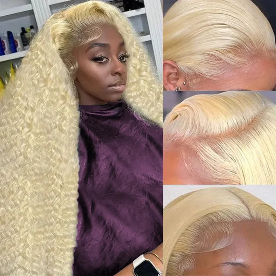 Deep Wave 613 Lace Front Wig Human Hair 13X6 30 32 Inch Blonde Wig Human Hair 220 Density Pre Plucked Lace Frontal Wig For Women