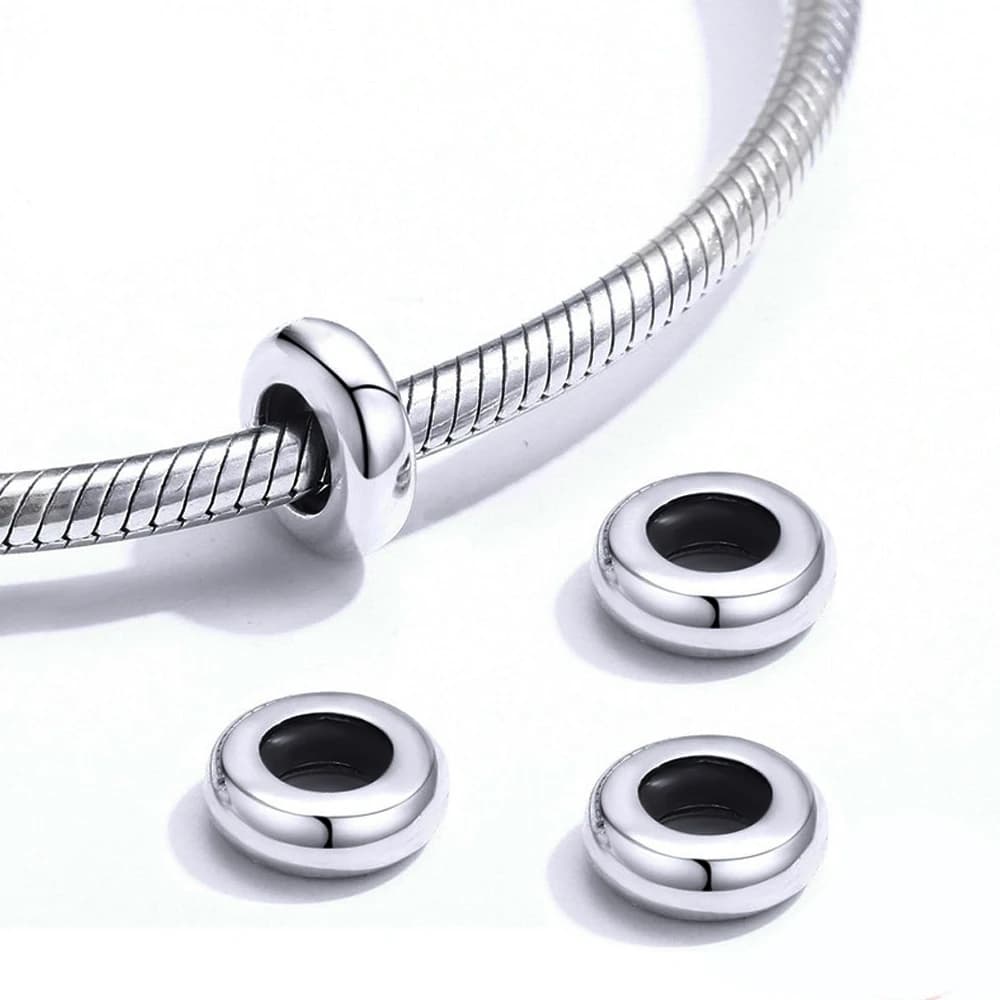 10pcs/lot Stainless Steel Stopper Clip Beads Charms with Rubber Inside Fit Bracelet Bangle DIY Glass Beads for Jewelry Making