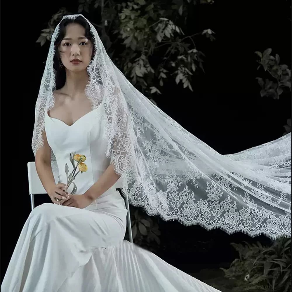 One Layer Lace Wedding Veil 1T Bride Veils Bridal Veils Customized