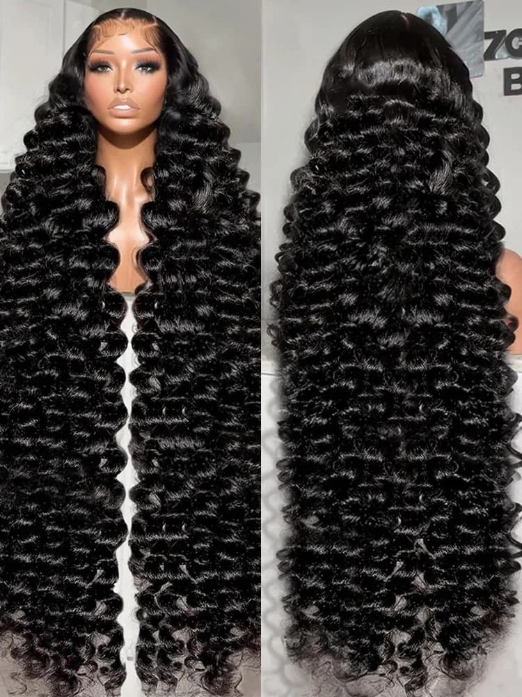 Mossily 250 Density Curly 13x6 HD Lace Frontal Human Hair Wigs 40 Inch Brazilian Loose Deep Wave 13x4 Lace Front Wig For Women