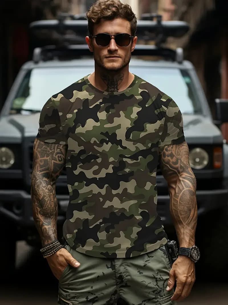 3D Camouflage T-Shirt Men Clothes Outdoor Fashion Casual O Neck Short Sleeve Summer Street Oversized Men Sport ventilate T Shirt
