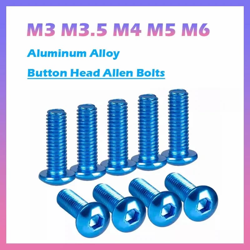 5/10Pcs M3 M3.5 M4 M5 M6 Button Head Screw Anodized Aluminum Alloy Allen Hex Socket Bolts Royal Blue L=6mm~40mm