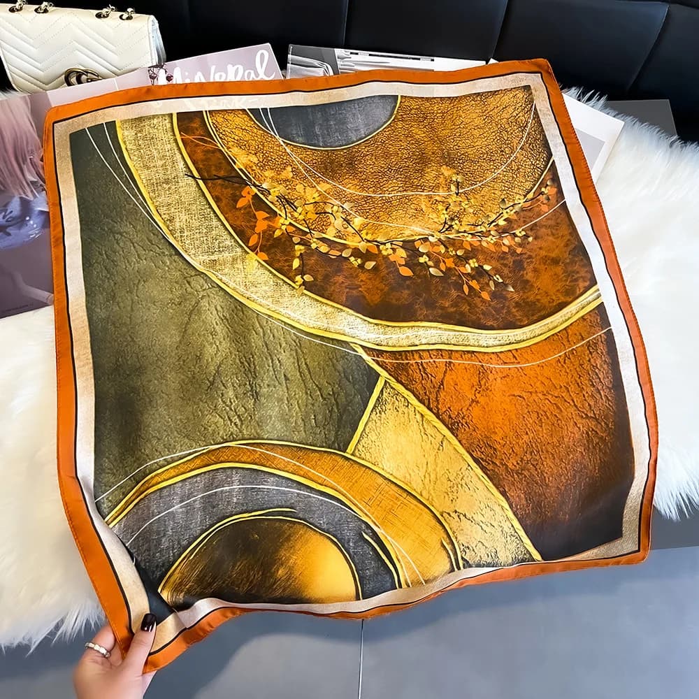 2024 new hot fashion scarf luxury brand twill silk hijab shawl scarves neck summer woman headscarf accessories 70*70