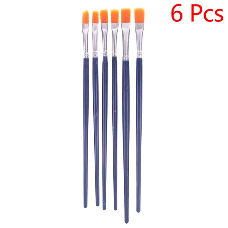 6Pcs/Set watercolor paint brushes flat Nylon hair painting brush set art supply