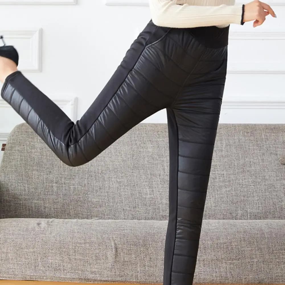 Thickened Quilted Pants Quilted Cotton Pants with High Waist Pockets for Women Stylish Straight Leg Trousers in Patchwork Colors