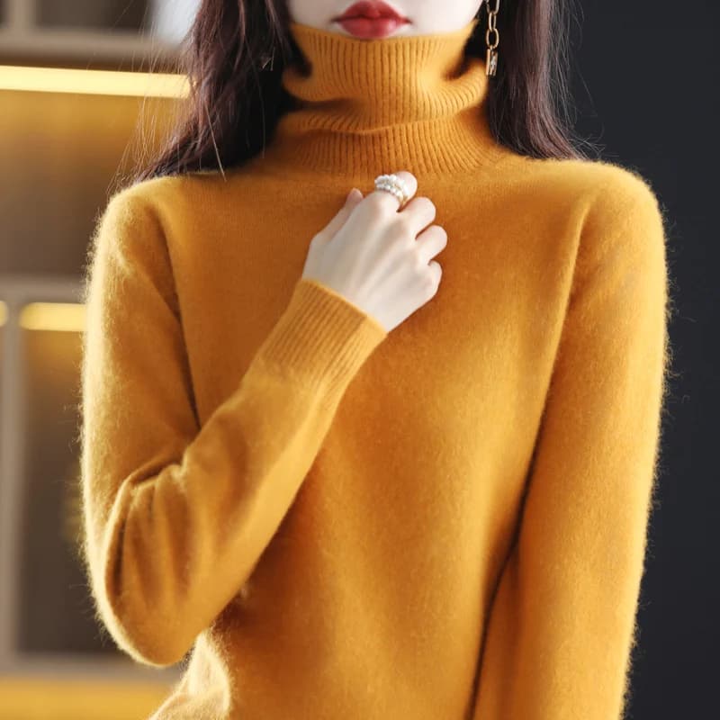 Autumn and winter women's high neck pullover 100% pure mink cashmere sweater knitted soft fashion warm women's clothing