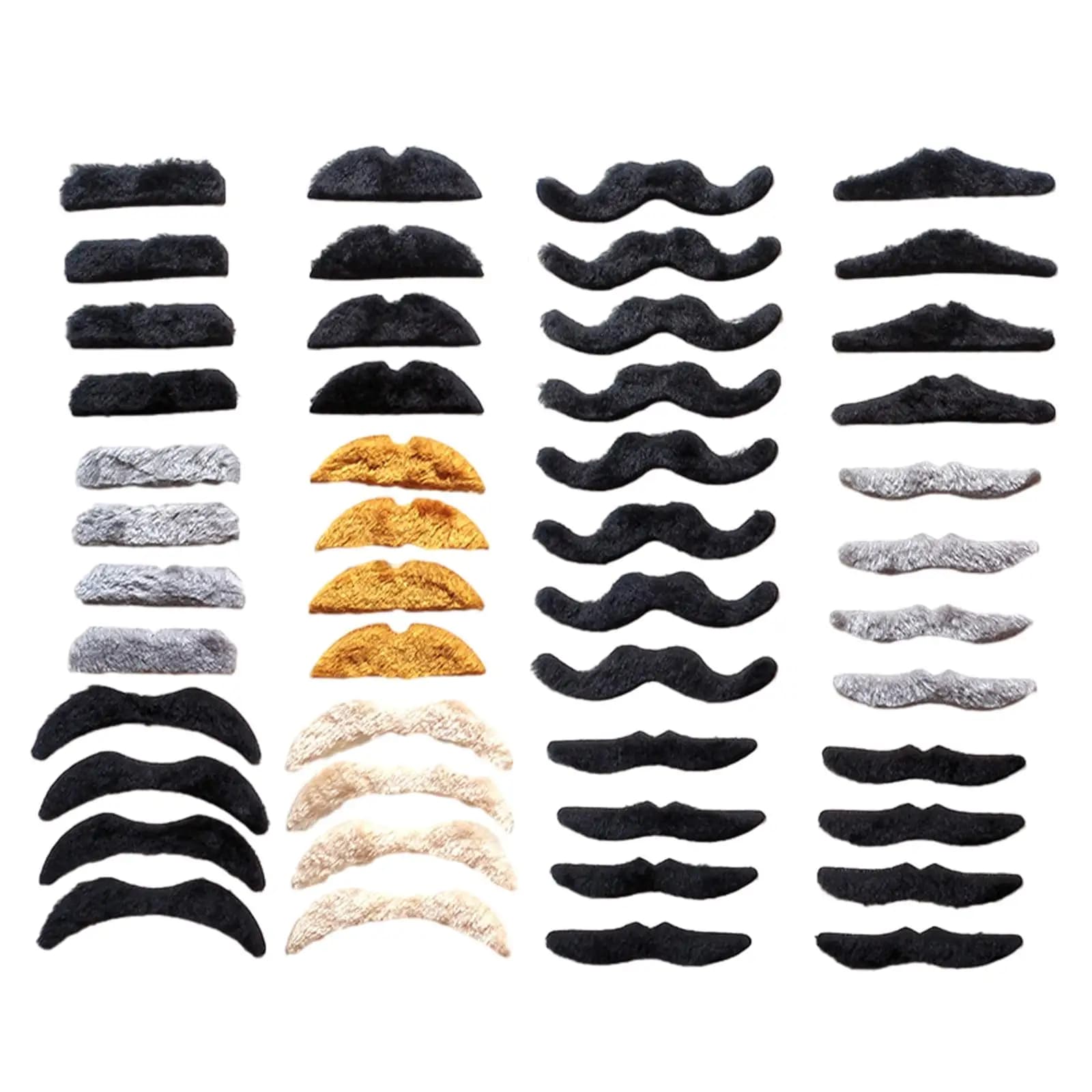 48Pcs Fake Mustaches Funny 6 Designs False Mustaches for Party Supplies Halloween Costume Dress up Masquerade Stage Performance
