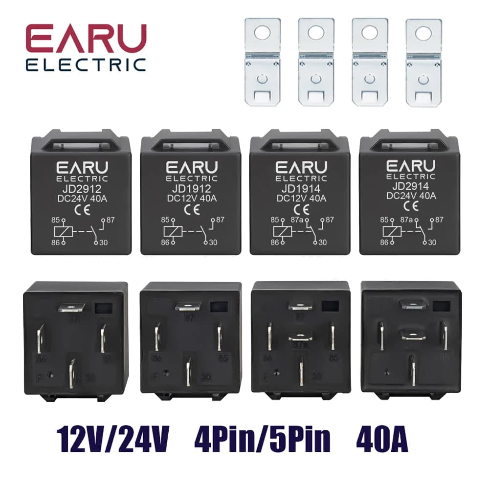 4 5 Pin 4P 5P 40A Waterproof Car Relay Long Life Automotive Relays Normally Open DC 12V/24V Relay For Head Light Air Conditioner