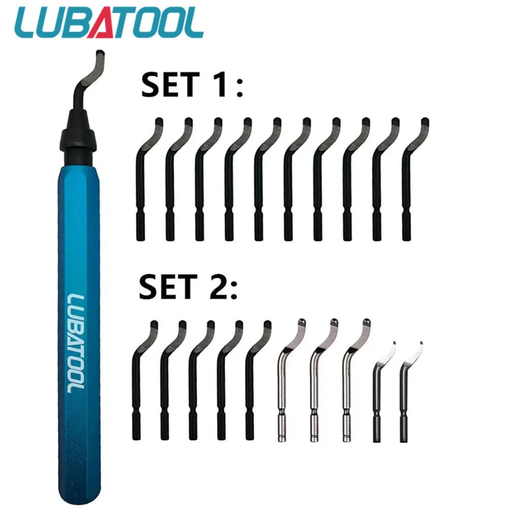 LUBATOOL Deburring Tool with 11 HSS Steel Blades, 360 Degree Rotary Head Deburring Tool for Metal Resin Plastic 3D Printing Wood