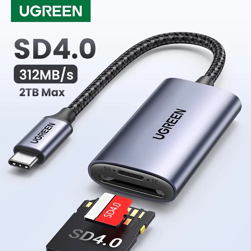 [RU Special] UGREEN Card Reader SD4.0 312MB/s USB-C to SD MicroSD TF Memory Card Adapter for Laptop Phone Macbook Windows MacOS