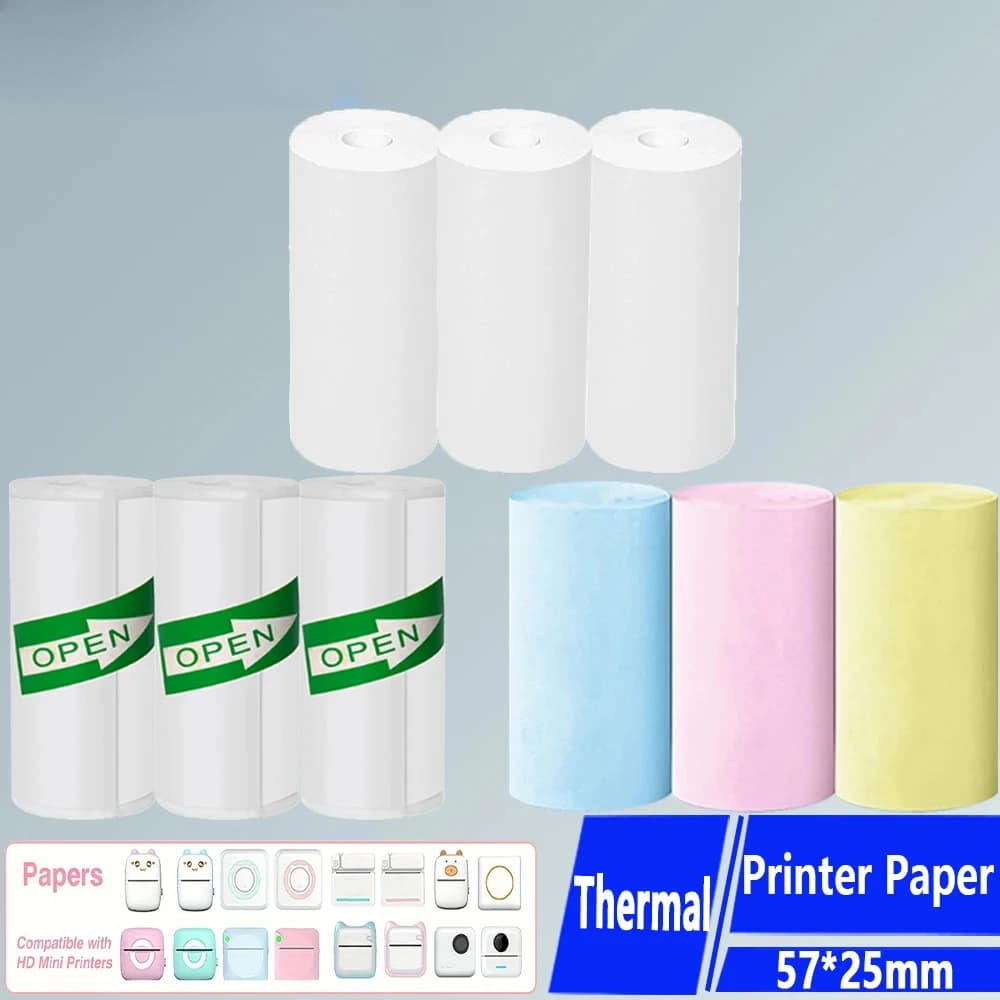 Mini Printer Paper Thermal Label Sticker Colorful Adhesive Self-adhesive Paper for Wireless Bluetooth Photo Inkless Printer 57mm