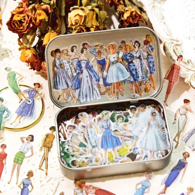 Mr.Paper 400/800Pcs/Box Modern Girl Vintage Stickers Rich Patterns PET Handbook DIY Decoration Material Korean Stationery