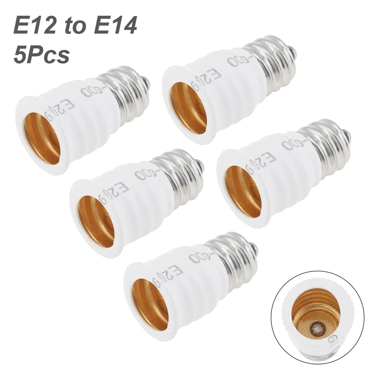 5pcs E12 to E14 Light Socket Adapter Converter LED Light Holder Lamp Bulb Adapter Sockets Changer Lighting Accessories