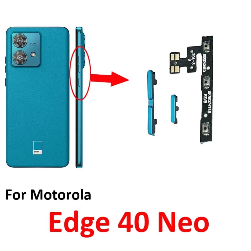 Phone Power Volume Button For Motorola Moto Edge 40 Neo New On Off Up Down External Side Key Flex Cable Parts Black Green Blue