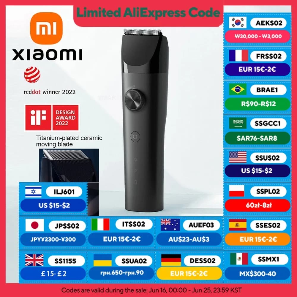 XIAOMI MIJIA Hair Trimmer Machine IPX7 Waterproof Hair Clipper Professional Cordless Electric Hair Cutting Barber Trimmers Men