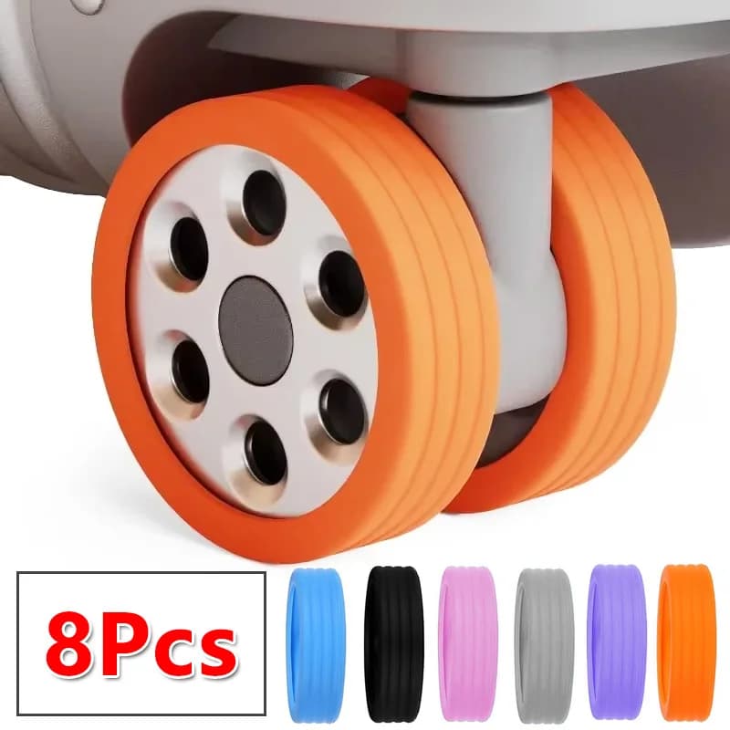 8 Pcs Silicone Wheels Protector Suitable for Two-wheeled Luggage Reduce Noise Silent Caster Sleeve Suitcase Accessories