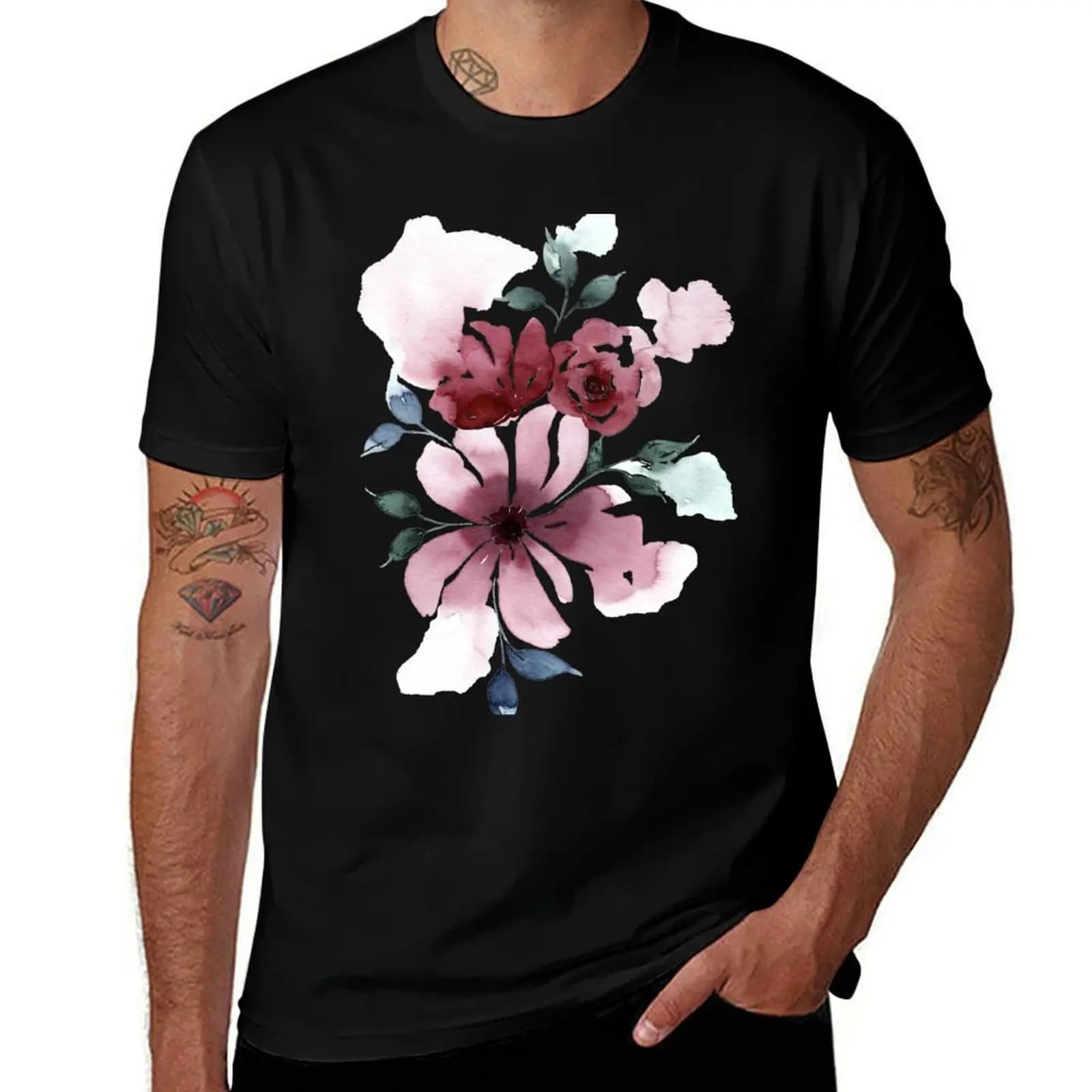 Modern Waterclor Florals No. 3 T-Shirt tees graphic t shirts customs design your own customs mens cotton t shirts