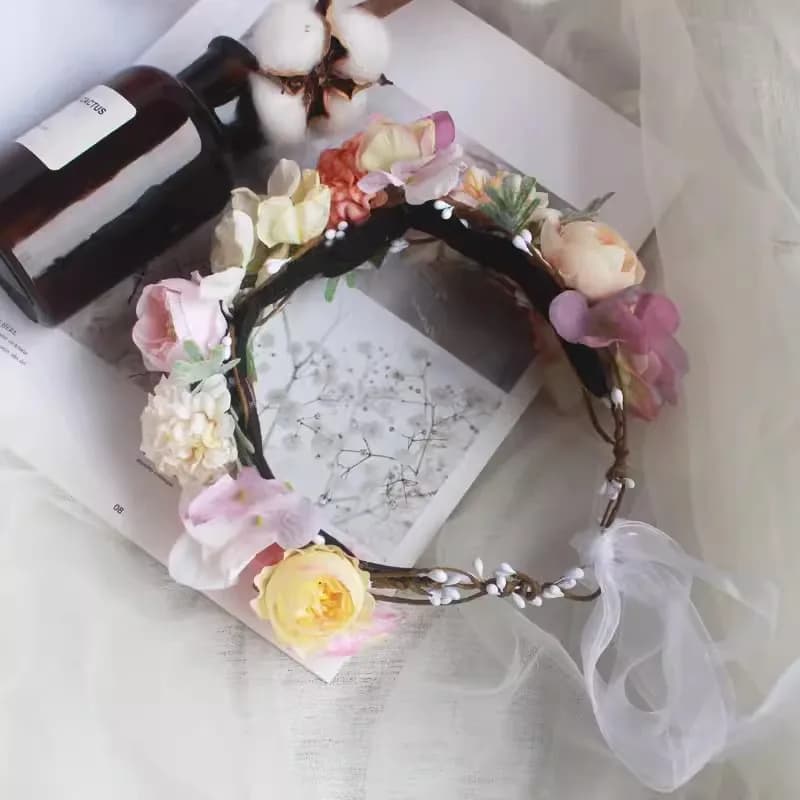 tocados para cabello novia Bridal wreath headband hair accessories super fairy wedding crown photo accessories silk flower