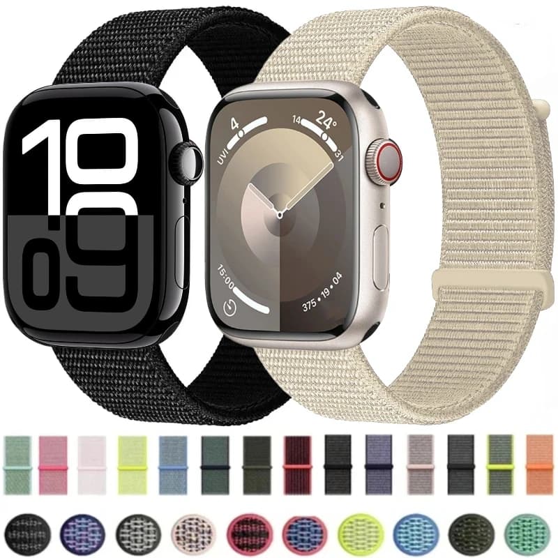Nylon Loop Strap For Apple Watch Band 10 9 8 7 46mm 45mm 42mm 41mm Ultra 2 49mm Braided Bracelet iWatch 6 5 4 SE 44mm 40mm Belt