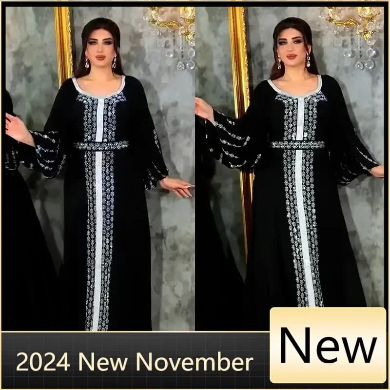 Luxury Diamonds African Dresses for Women Dubai Evening Gown Muslim Dress Turkey Kaftan Eid Djellaba Caftan Morocco Robe Abayas