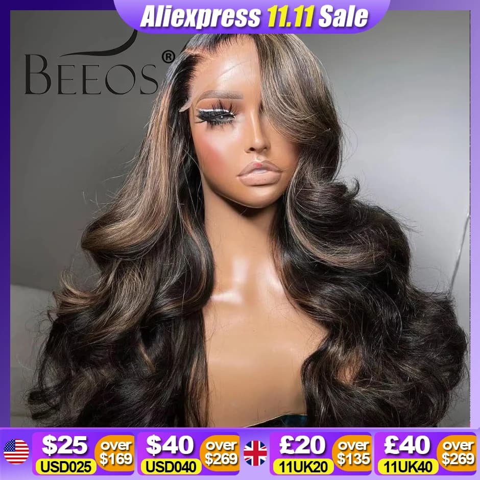 250% 1B27 Ombre Highlight Colored 13x6 Real HD Lace Front Wig Human Hair Lace Frontal Wigs Body Wave Pre Plucked Wigs For Woman