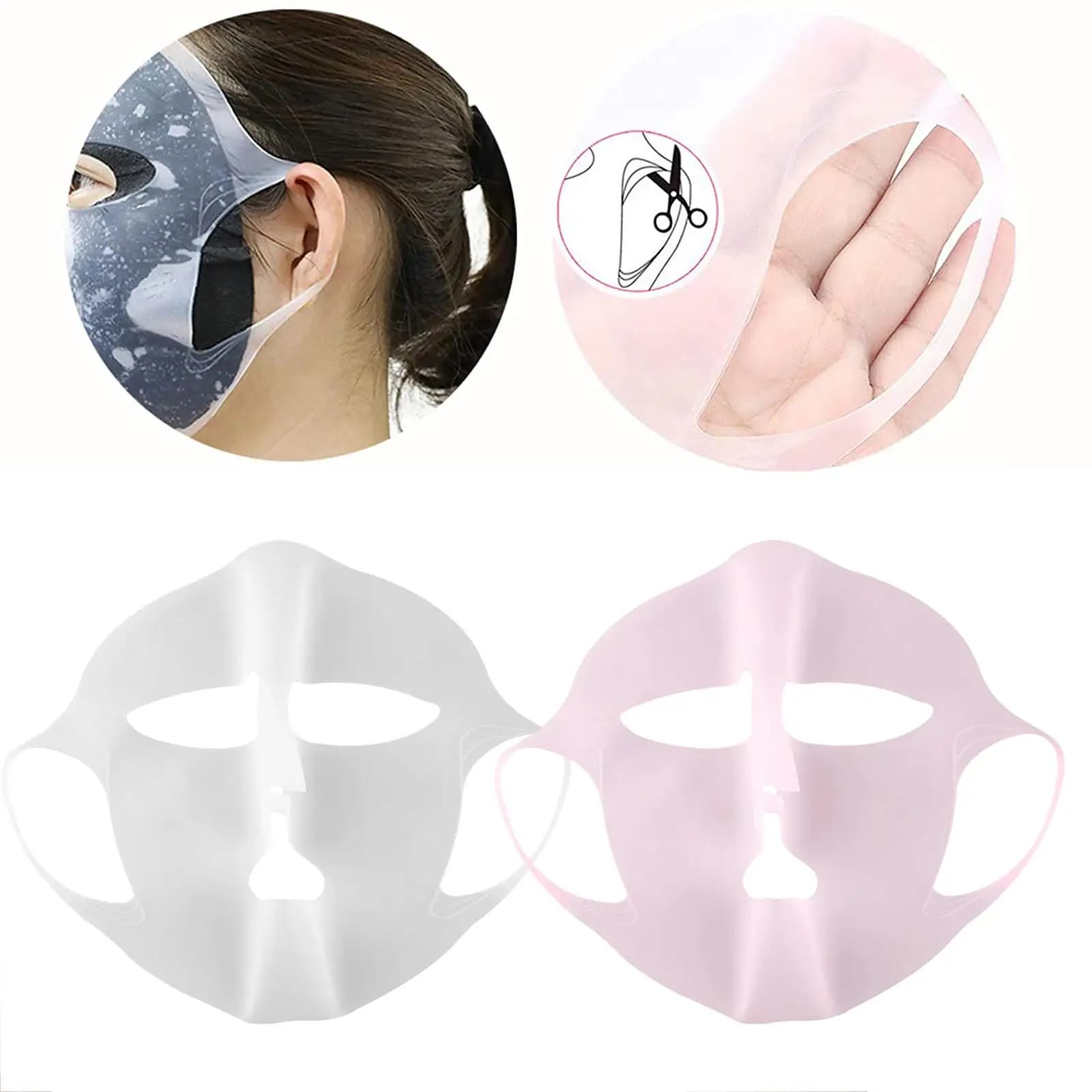Reusable Silicone Face Mask Anti Wrinkle V Shape Face Firming Gel Sheet Moisturizing Lifting Gel Sheet Mask Ear Fixed Skin Care