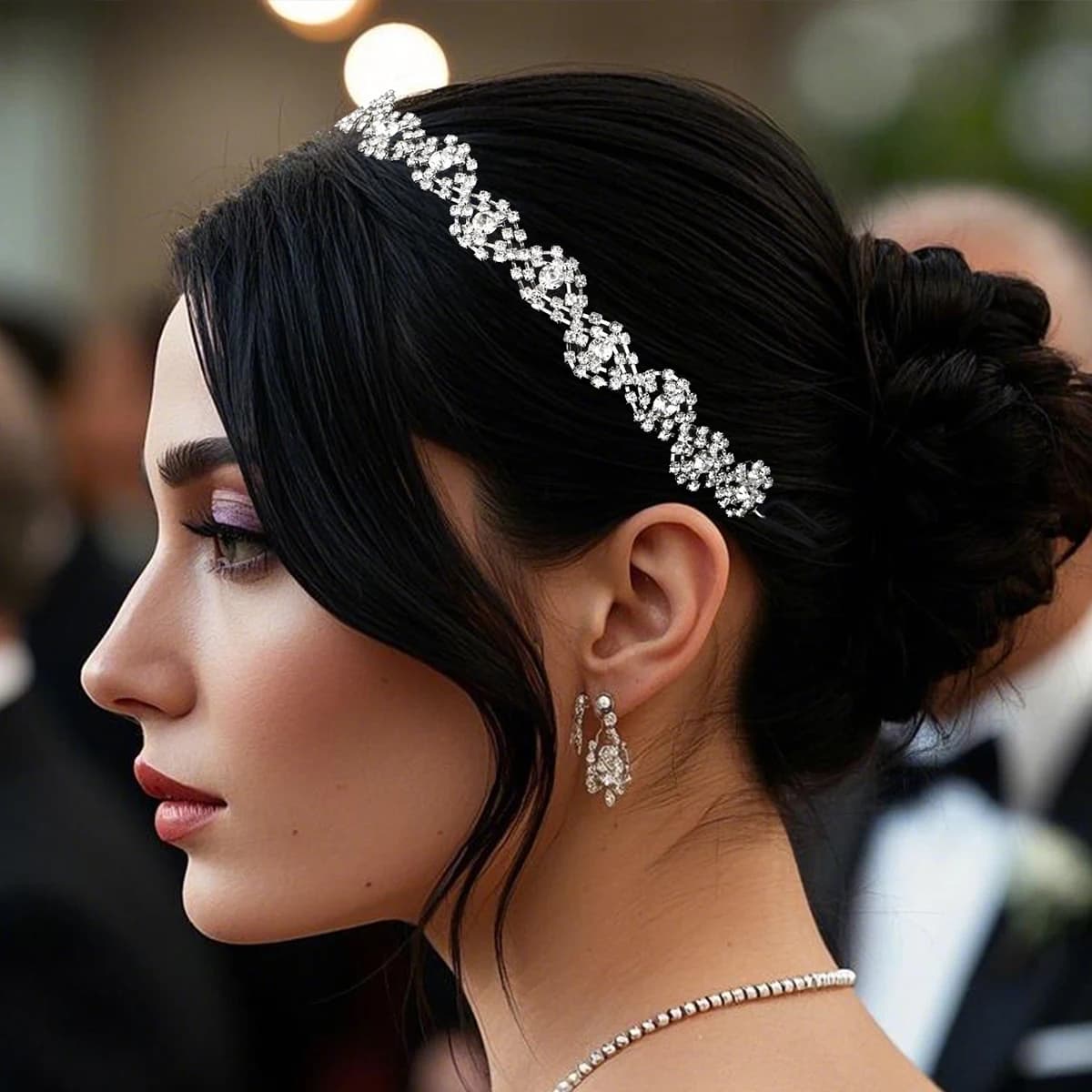 Fashion Jewelry Sliver Rhinestone Hair Accessories For Women Bridal Wedding Crystal Stretch Hair Bands Hair Accessories