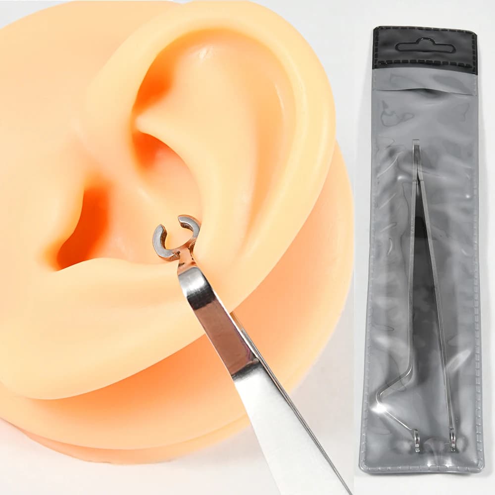 1PC Surgical Steel Professional Belly Ear Tongue Septum Lip Piercing Forceps Tweezer Clamp Self-Locking Piercing Needle Tool