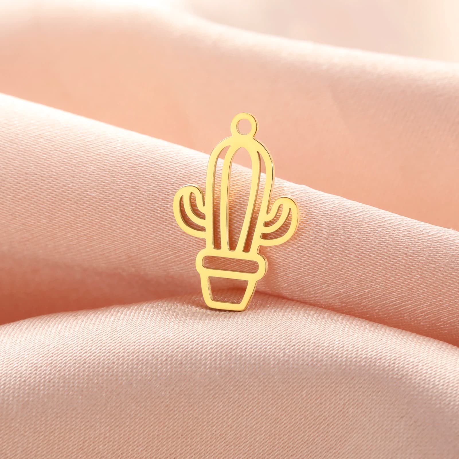 Cactus Stainless Steel Charms Plant Pendant DIY Necklace Earrings Jewelry Making Supplies Fashion Gifts