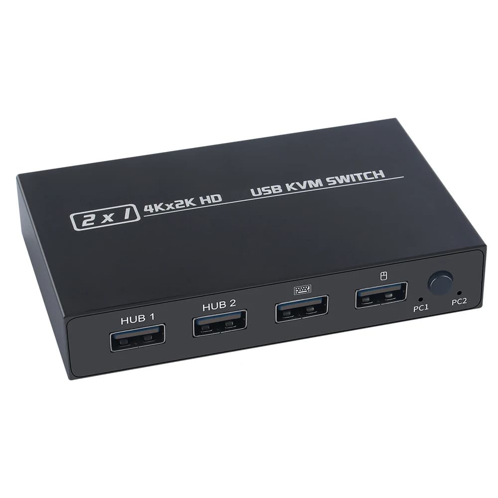 4K KVM Switch HDMI-compatible 2 Port Box  For Computer Cable Keyboard Mouse share  EDID / HDCP Printer Plug and Play