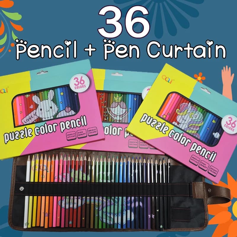 36 Color Cartoon Color pen curtain Set Four-corner Rod Puzzle Oily Pencil for Hand-painted Comics Anime Graffiti Art Drawing