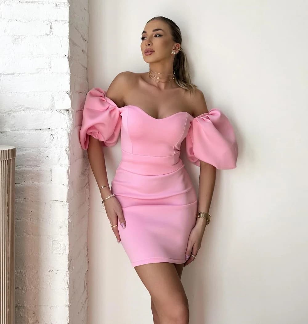 Customized Sparkle Jersey Pleat Sheath Off-the-shoulder Short Dresses Cocktail Dresses Retro Fashion Elegant Exquisite High Qual