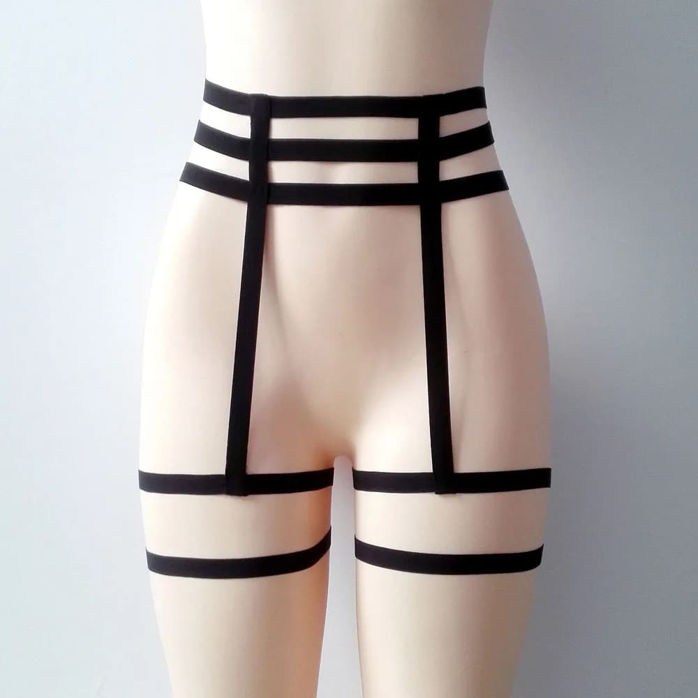 Elastic Cage Chain Suspender Strap Hollow Leg Garter Belt Harness