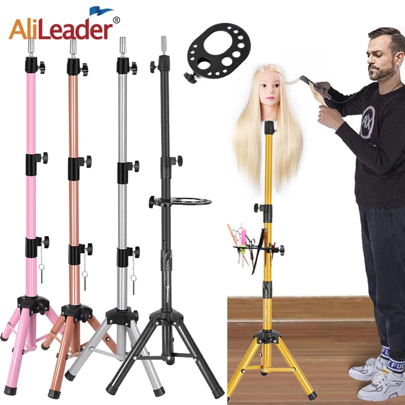 55Inch Mannequin Head Stand Adjustable Heavy Duty Wig Stand Tripod For Cosmetology Hairdressing Training Head Stand With Tray