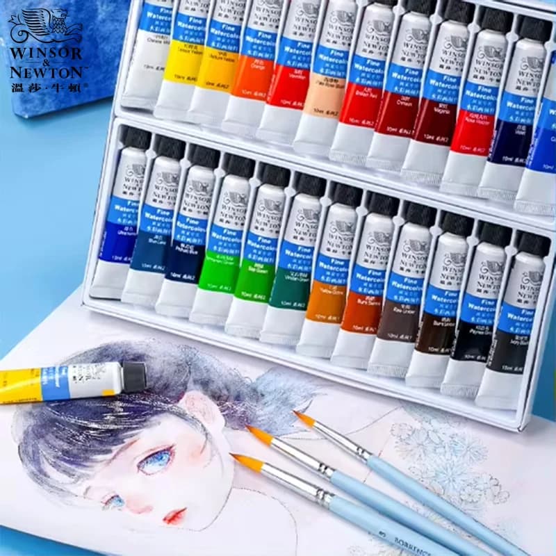 WINSOR&NEWTON Professional Watercolor Painting Paint Fine Smooth High Quality 12/18/24/36 Colors 10ML For Artist Student