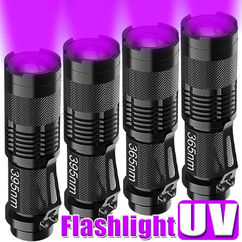 365/395nm UV Flashlight Zoomable Ultra Violet Torch Ultraviolet Lights for Pet Urine Stains Scorpions Fluorescent Agent Detector