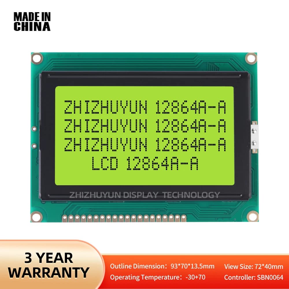 Exporting Globally 20PIN STN Liquid Crystal Display 12864A LCD Display With Backlight NT7108 12864A-A Panel 93*70MM COB