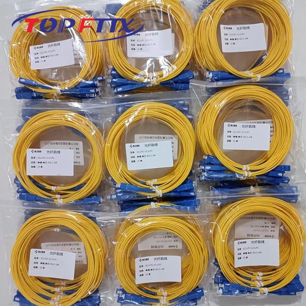 2024 Inventory Cleaning 50 PCS 2 Meter Length Optical Fiber Patch Cord Jumper Single Mode G652D SX 2.0mm Cable For FTTH CATV