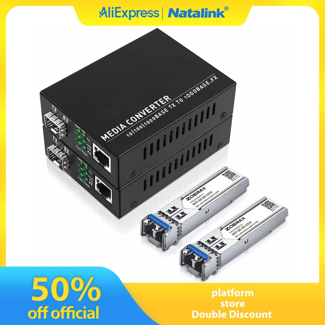 NATALINK Fiber Ethernet Media Converter Gigabit Fiber Optic Transceiver with 1.25Gbps SFP  LC Modular Transceiver